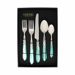 Vietri Aladdin Brilliant Aqua Five-Piece Place Setting – Set Of 4