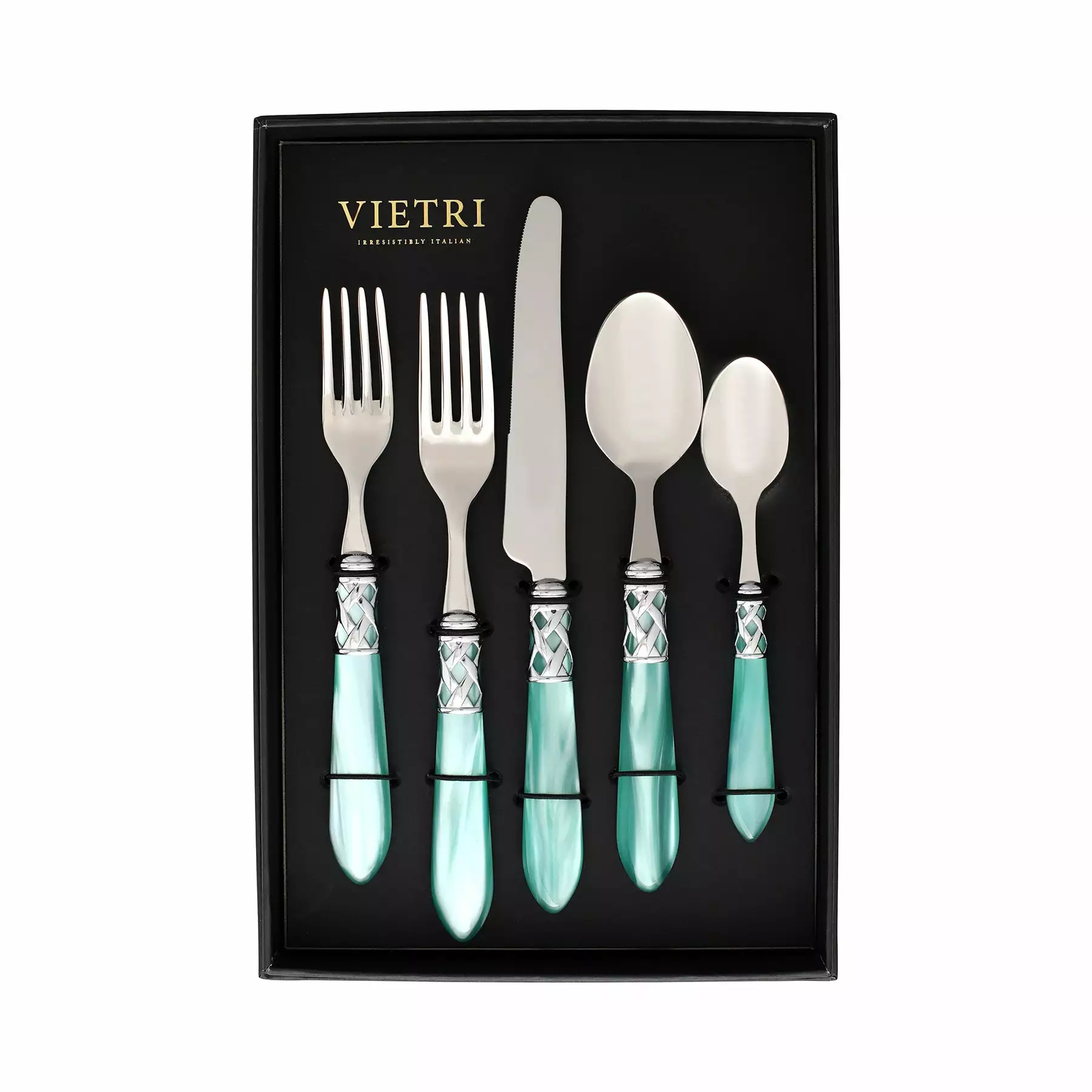 Vietri Aladdin Brilliant Aqua Five-Piece Place Setting – Set Of 4