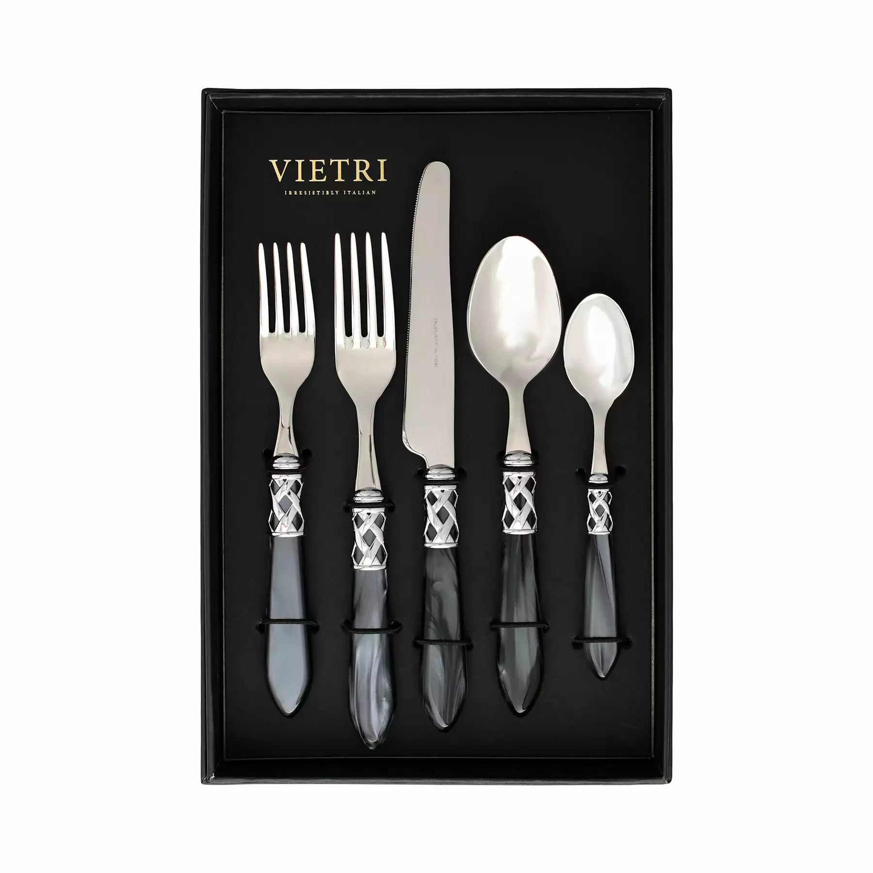 Vietri Aladdin Antique Charcoal Five-Piece Place Setting โ Set Of 4