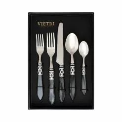 Vietri Aladdin Brilliant Charcoal Five-Piece Place Setting – Set Of 4
