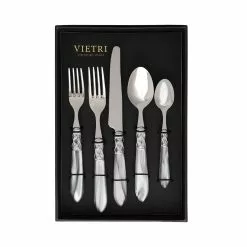 Vietri Aladdin Brilliant Light Gray Five-Piece Place Setting – Set Of 4