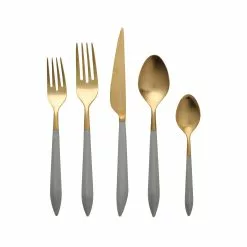 Vietri Ares Oro & Light Gray Five-Piece Place Setting