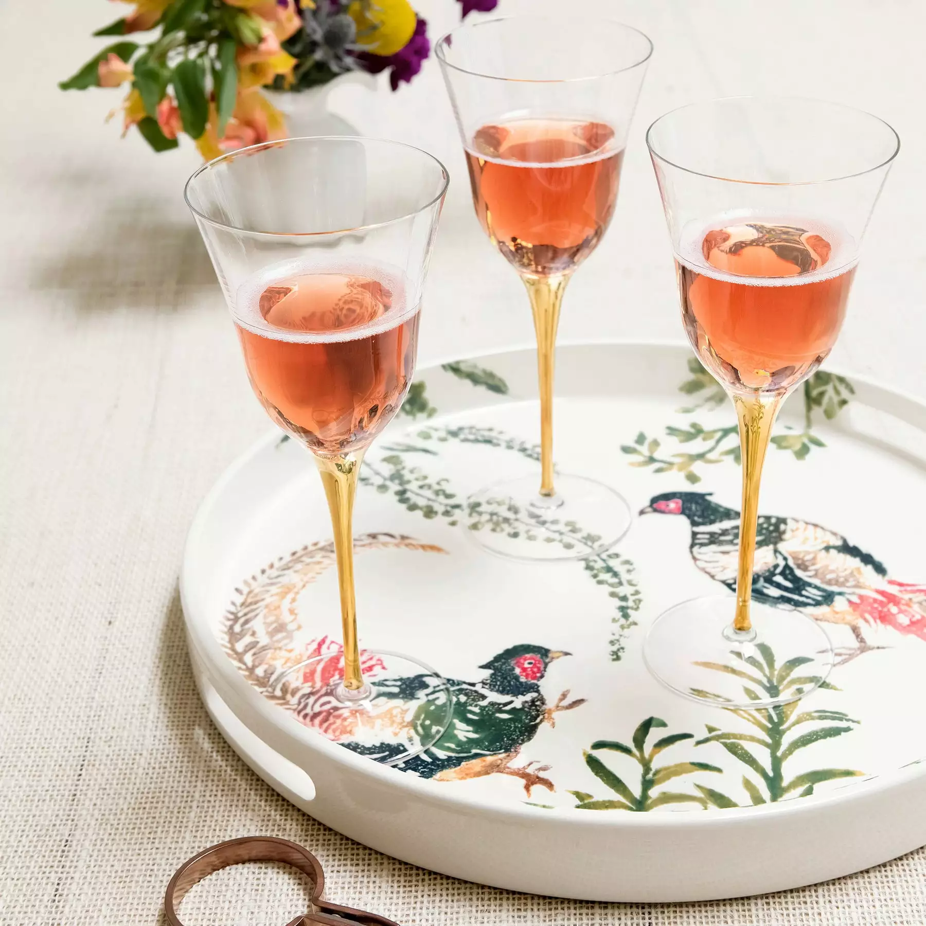 Vietri Fauna Pheasants Handled Round Tray - Image 3