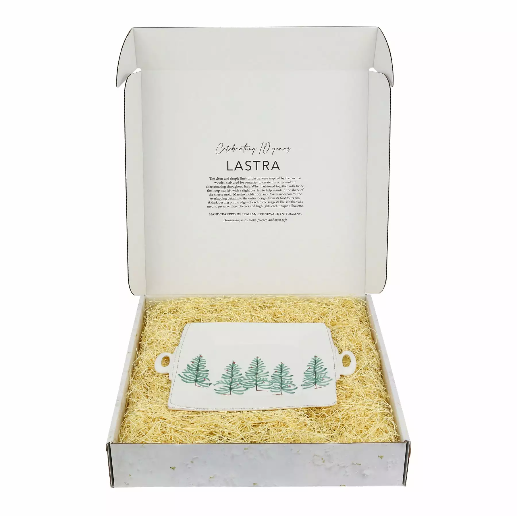 Vietri Lastra Holiday Handled Square Platter