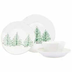Vietri Lastra Holiday Four-Piece Place Setting