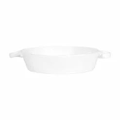 Vietri Lastra White Handled Round Baker