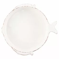Vietri Melamine Lastra Fish White Medium Serving Bowl