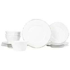 Vietri Melamine Lastra White Twelve-Piece Place Setting