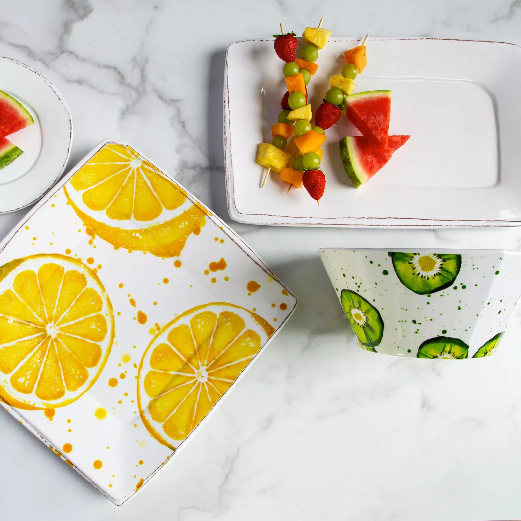 Vietri Melamine Fruit Lemon Square Platter - Image 2