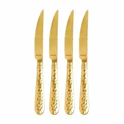 Vietri Martellato Gold Steak Knives - Set Of 4