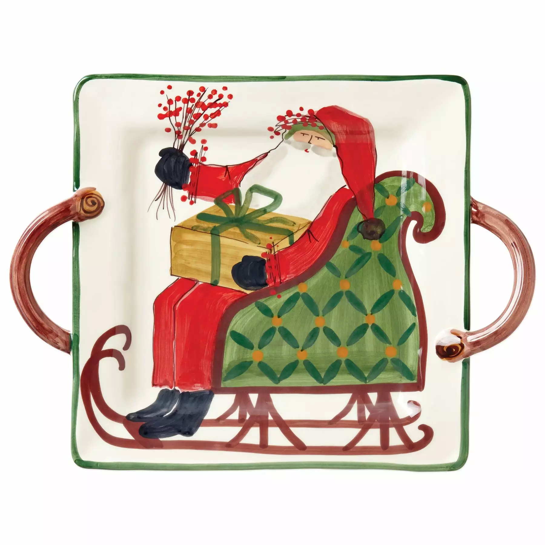 Vietri Old St. Nick Handled Square Platter