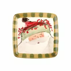 Vietri Old St. Nick Square Salad Plate - Green Hat