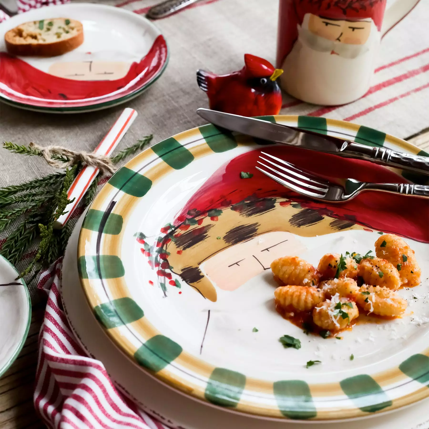Vietri Old St. Nick Round Salad Plate - Animal Hat - Image 4