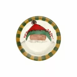 Vietri Old St. Nick Multicultural Round Salad Plate - Green Hat
