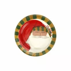 Vietri Old St. Nick Multicultural Round Salad Plate - Stripe Hat