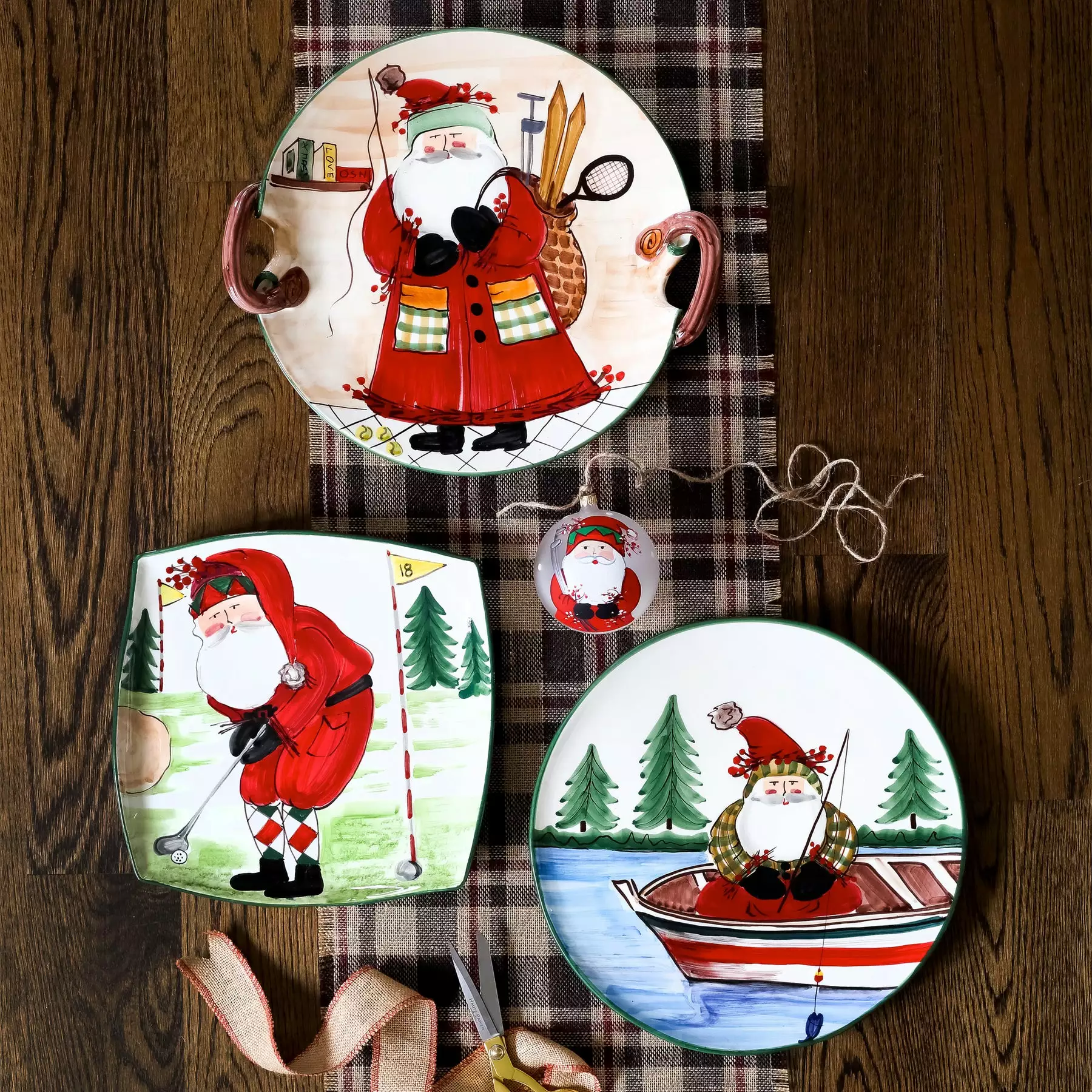 Vietri Old St. Nick Round Platter - Fishing - Image 2