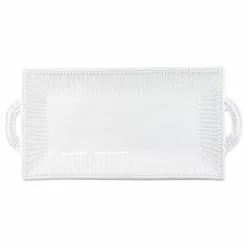Vietri Incanto Stone White Stripe Rectangular Handled Platter