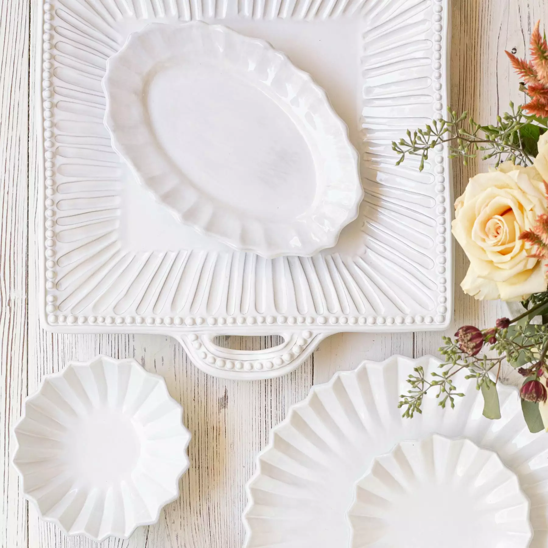 Vietri Incanto Stone Stripe Square Handled Platter - Image 2