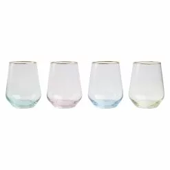 Viva By VIETRI Rainbow Assorted Stemless Wine Glasses - Set Of 4
