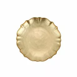 Viva By VIETRI Baroque Glass Gold Cocktail Plate