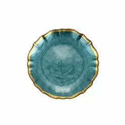 Viva By VIETRI Baroque Glass Teal Cocktail Plate