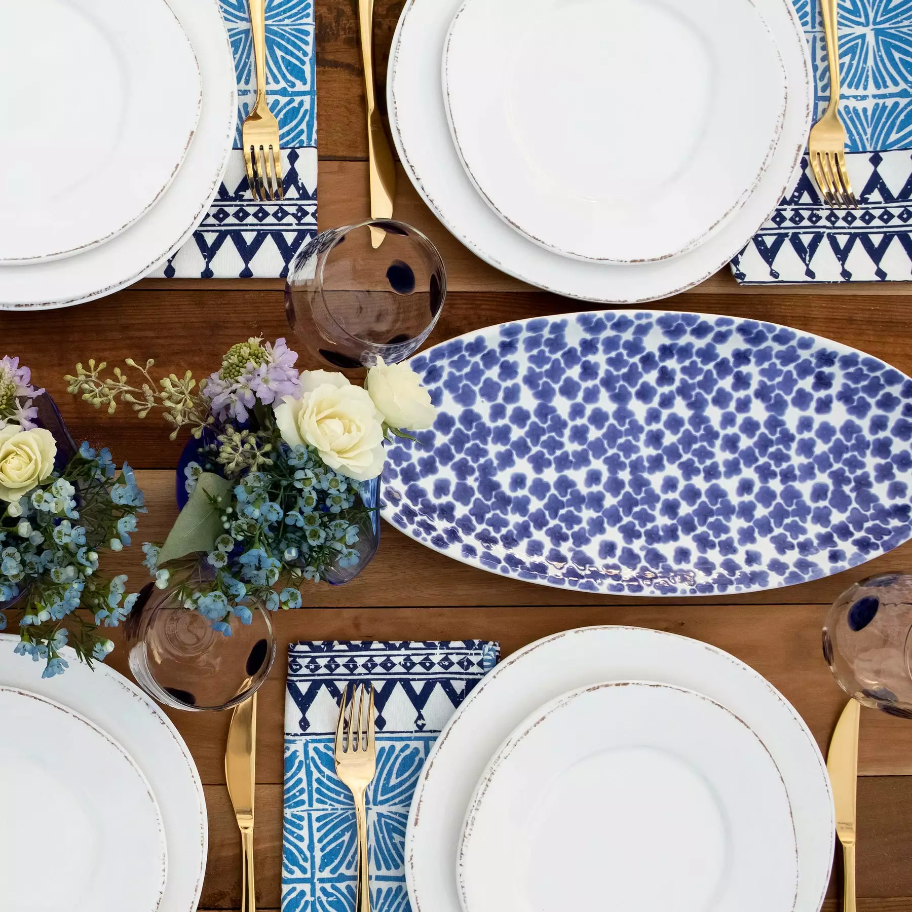 Viva By VIETRI Santorini Flower Narrow Oval Platter - Image 3