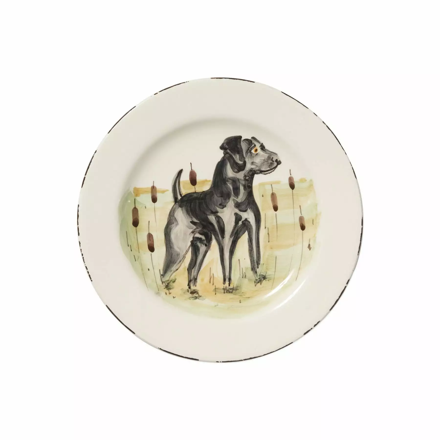 Vietri Wildlife Black Hunting Dog Salad Plate