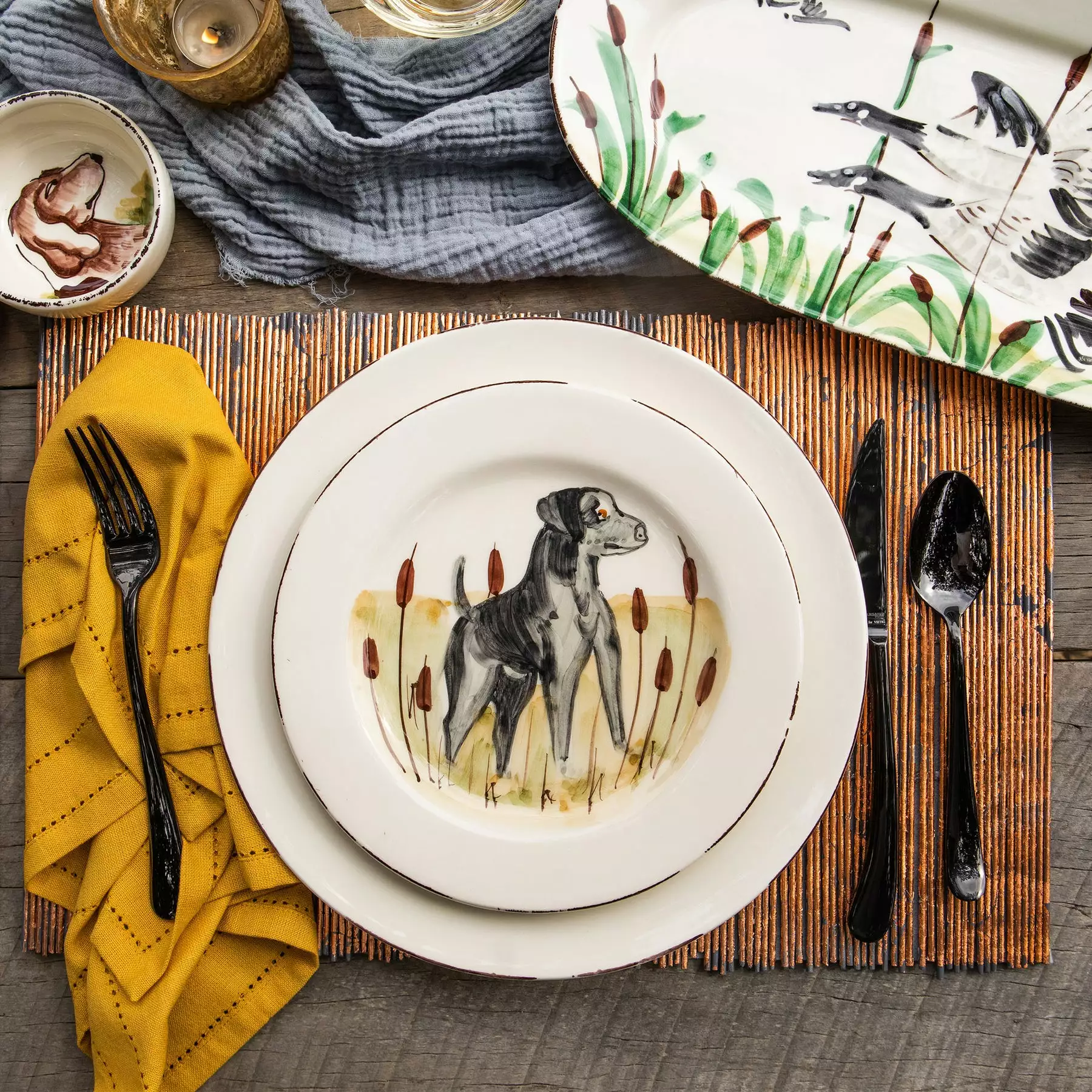 Vietri Wildlife Black Hunting Dog Salad Plate - Image 3